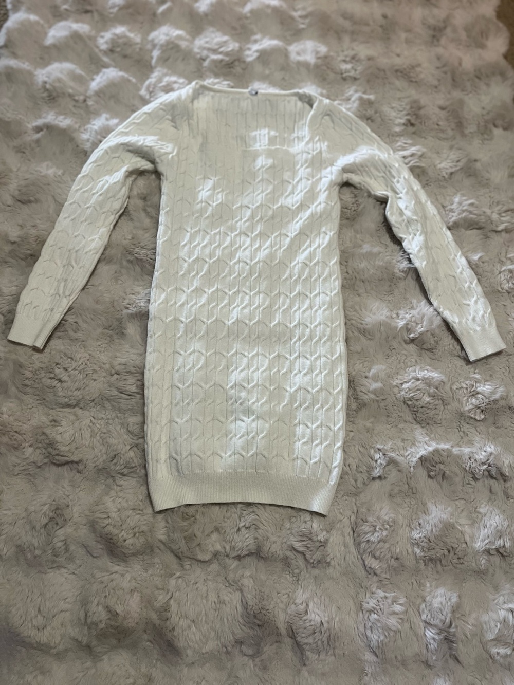 Classic Cable Knit Cream Sweater Dress, Size US M.
